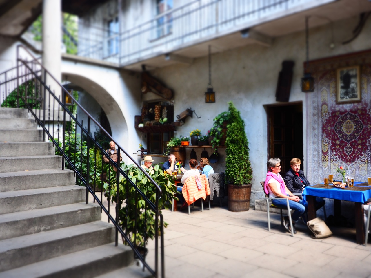 Popular Stajnia cafe in the old Jewish Quarter in Krakow, Kazimierz district. Image: Alison Binney